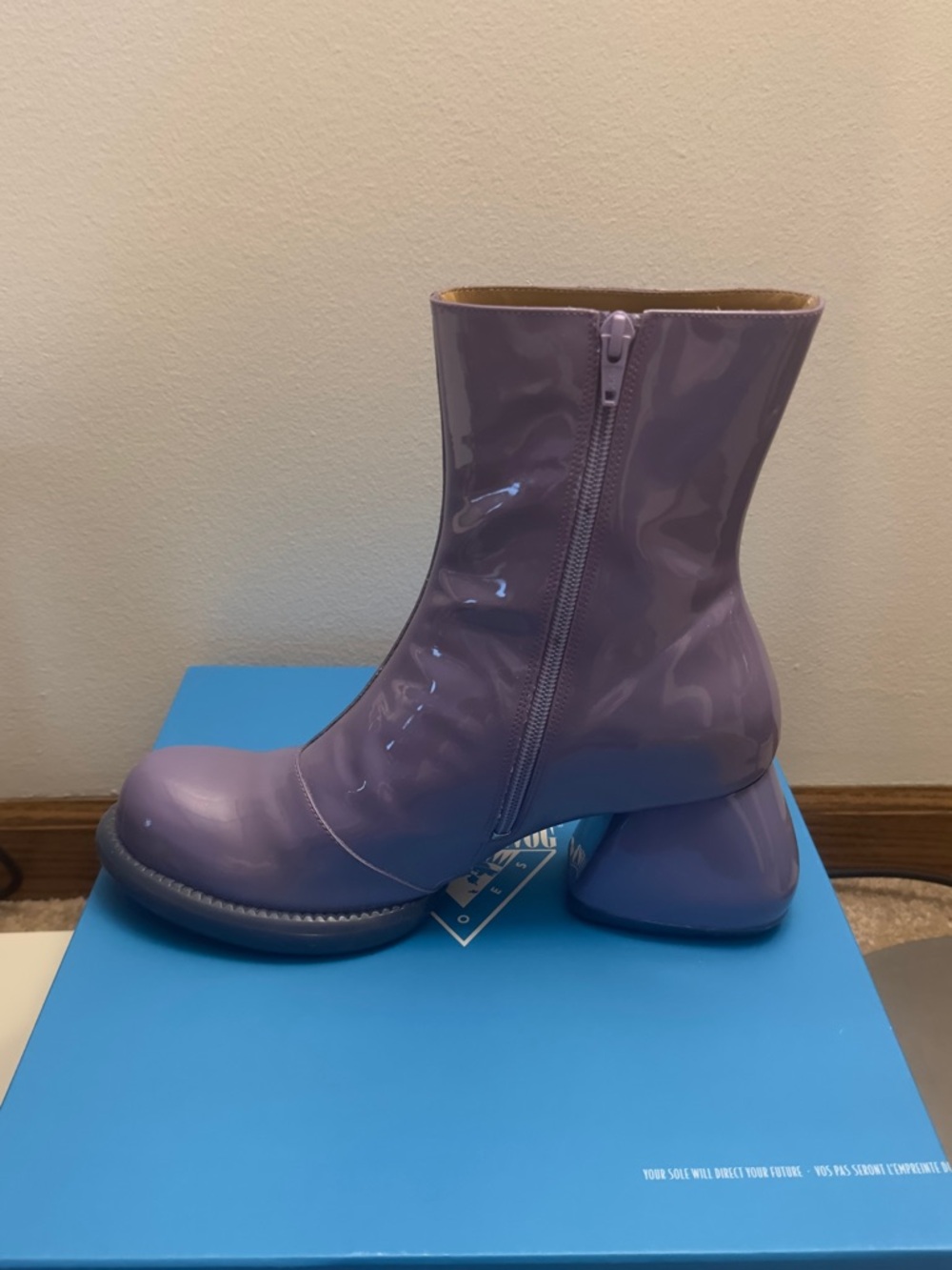 Fluevog Excellent F-Trip Haring Purple Patent leather zip up mid calf boot - 10 - Picture 8 of 12